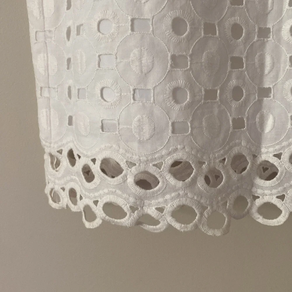 Jones New York Cotton White Embroidered Lace Straight Delicate Dainty Dress - Picture 6 of 13